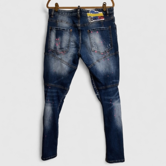 DSQUARED2 Classic Kenny Twist Pink Paint Splatter Button Fly DSquared 34 - Picture 8 of 15